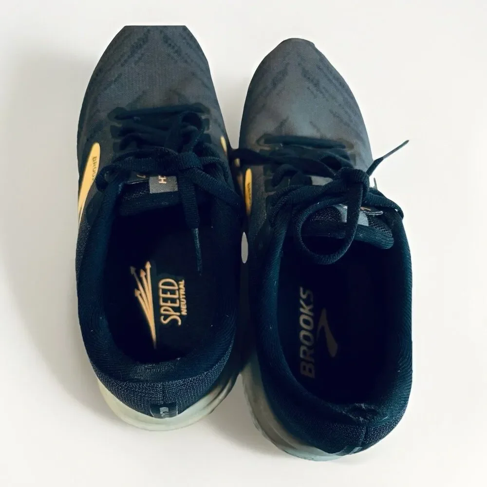 Brooks Launch 7 Running Shoe Women Ebony/Black/Cantaloupe Orange Size 7.5